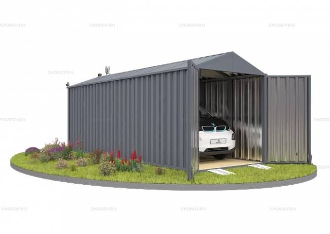 Хозблок SKOGGY секционный с двускатной крышей 6 х 2 м, брутальный серый Хозблок SKOGGY секционный с двускатной крышей 6 х 2 м, брутальный серый
