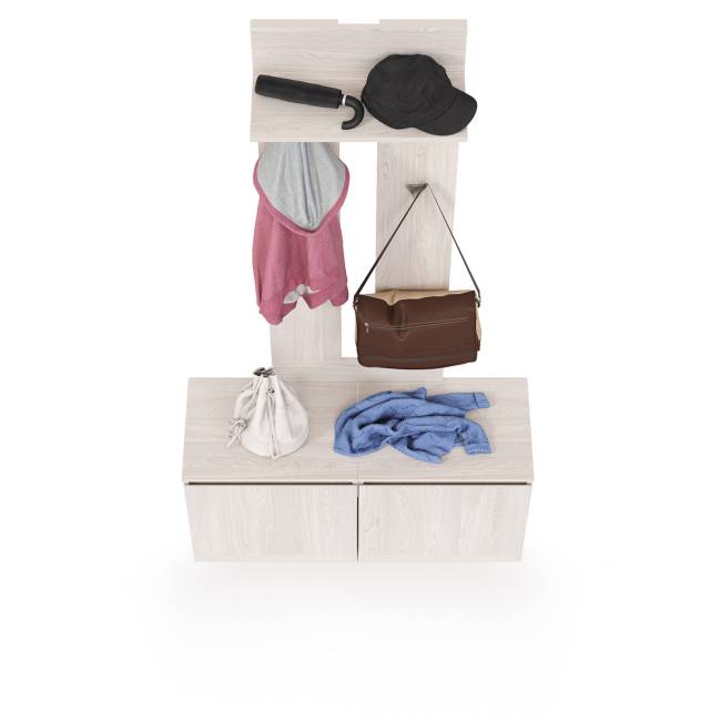 Две тумбы с одной вешалкой Ника цвет ясень анкор светлый Две тумбы с одной вешалкой Ника цвет ясень анкор светлый