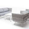 "Монако" лаунж-зона 4-местная из роупа со столом "Верона" (серый гранит), каркас светло-серый, роуп светло-серый