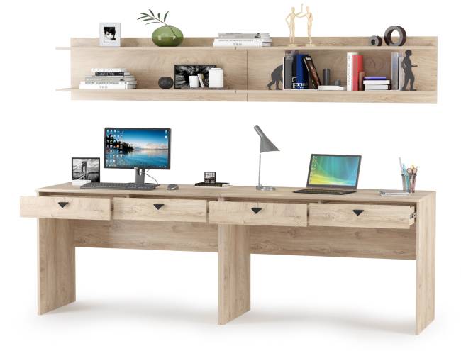 Два стола с полками Бостон цвет дуб эндгрейн элегантный Два стола с полками Бостон цвет дуб эндгрейн элегантный