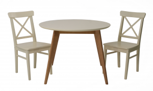 Стол Сканди К 90 натур/слоновая кость со стульями Ингольф слоновая кость