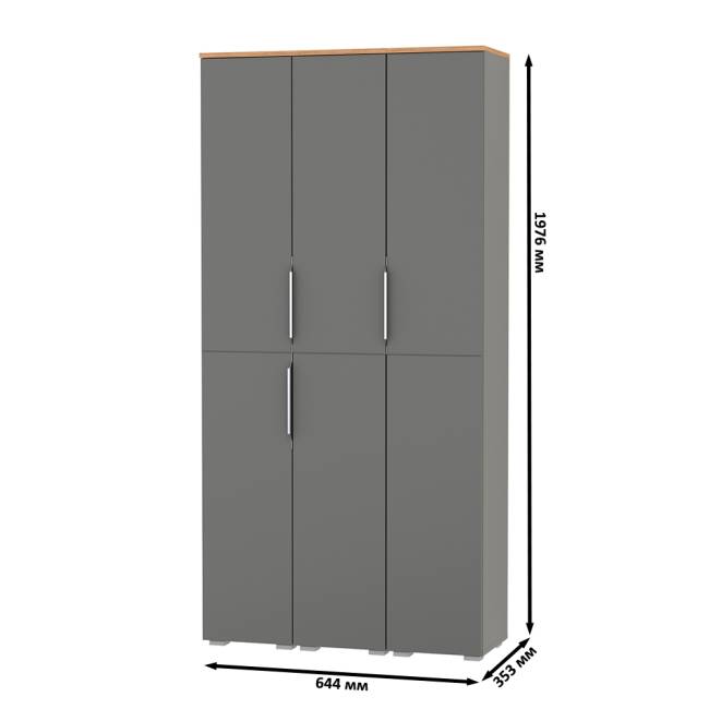 Набор из трёх шкаф-пеналов Октава цвет серый графит/дуб крафт золотой Набор из трёх шкаф-пеналов Октава цвет серый графит/дуб крафт золотой