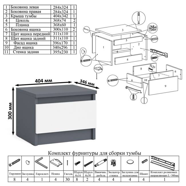 Двухтумбовый стол компьютерный Мори МС-2 с тумбочкой с ящиком и полкой на 1200 цвет графит/белый Двухтумбовый стол компьютерный Мори МС-2 с тумбочкой с ящиком и полкой на 1200 цвет графит/белый