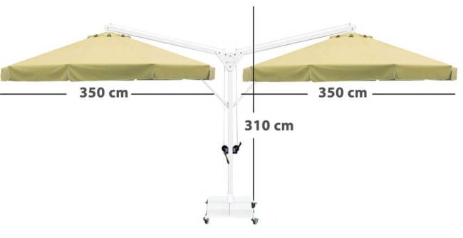 Зонт профессиональный двухкупольный Ø3.5х7 м Double Banana T бежевый Ø3500х7000 мм