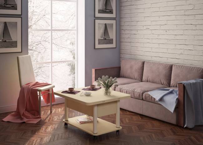 Стол-  трансформер Дебют 3 светлый венге/ножки белые