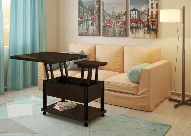 Стол-трансформер Дебют 3 темный венге / ножки черные