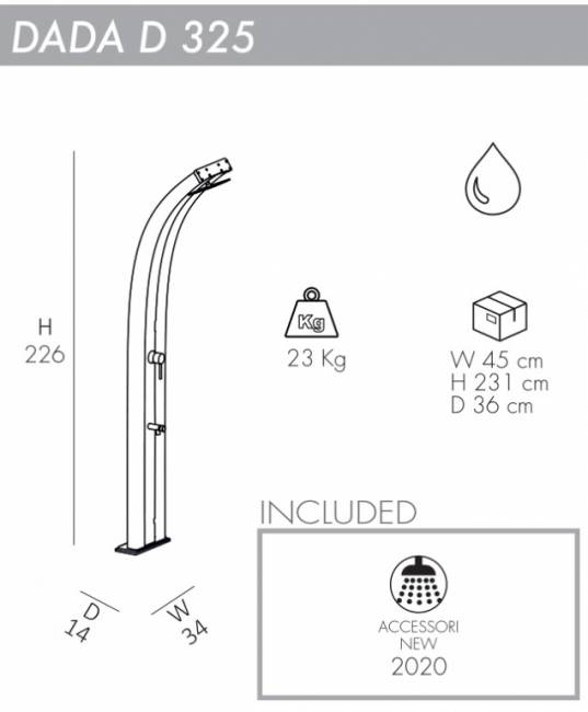 Душ уличный Dada D 325 антрацит 140х340х2260 мм