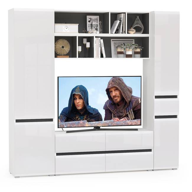 Сидней № 41 цвет белый/чёрный/фасады МДФ белый глянец