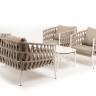 "Диего" лаунж-зона 4-местная плетеная из роупа (веревки), каркас алюминиевый белый, роуп бежевый "Диего" лаунж-зона 4-местная плетеная из роупа (веревки), каркас алюминиевый белый, роуп бежевый