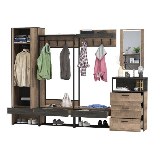 Вместительная прихожая Трувор № 244 цвет дуб гранж песочный/интра