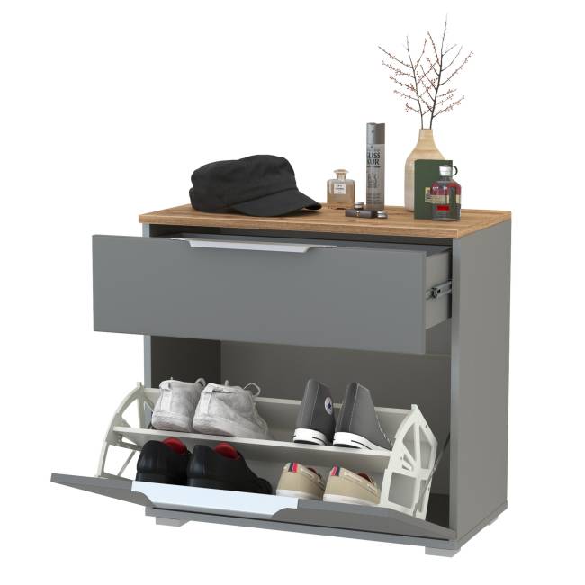 Тумба для обуви Октава 16.127 цвет серый графит/дуб крафт золотой