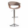 Барный стул VIMTA (mod.4021S) металл/дерево/ткань, 60х51х91,5-112,5 см, выс. сид. 61,5-82,5 см, бежевый/натур./хром, Aimcasa 5 береза, серый металл/дерево/ткань