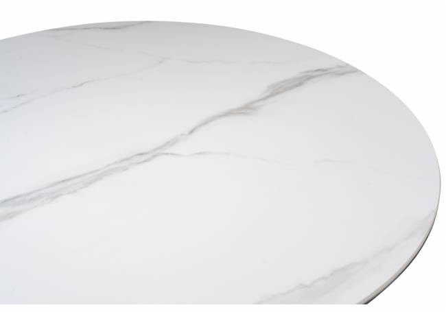 Керамический стол Кэмерон 90х90 белый мрамор snow white / черный