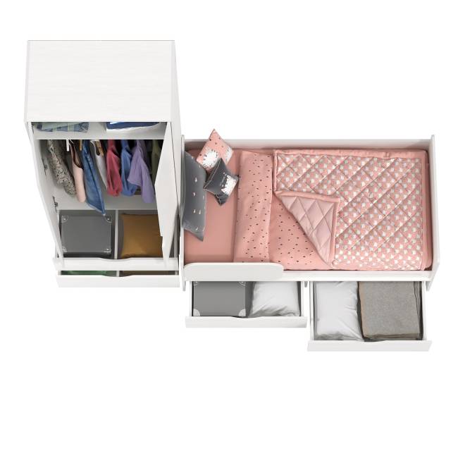 Кровать детская с ящиками со шкафом Уна цвет белый Кровать детская с ящиками со шкафом Уна цвет белый