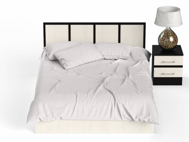 Кровать с ящиками 1400 с тумбой Сакура цвет венге/дуб лоредо