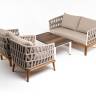"Диего" лаунж-зона 4-местная плетеная из роупа со столиком "Канны" цвета "дуб", основание дуб, роуп бежевый "Диего" лаунж-зона 4-местная плетеная из роупа со столиком "Канны" цвета "дуб", основание дуб, роуп бежевый