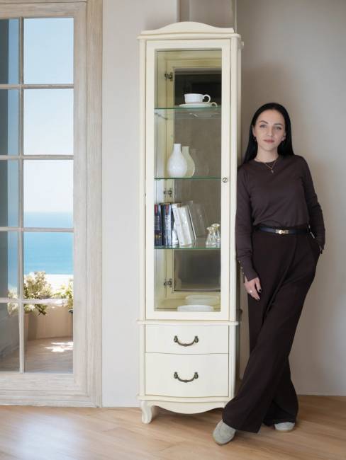 Шкаф-витрина Джульетта, дуб шампань Л