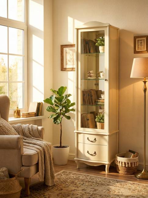 Шкаф-витрина Джульетта, дуб шампань Л