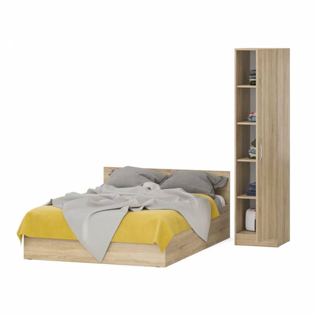 Кровать двуспальная 1400 с пеналом Стандарт цвет дуб сонома