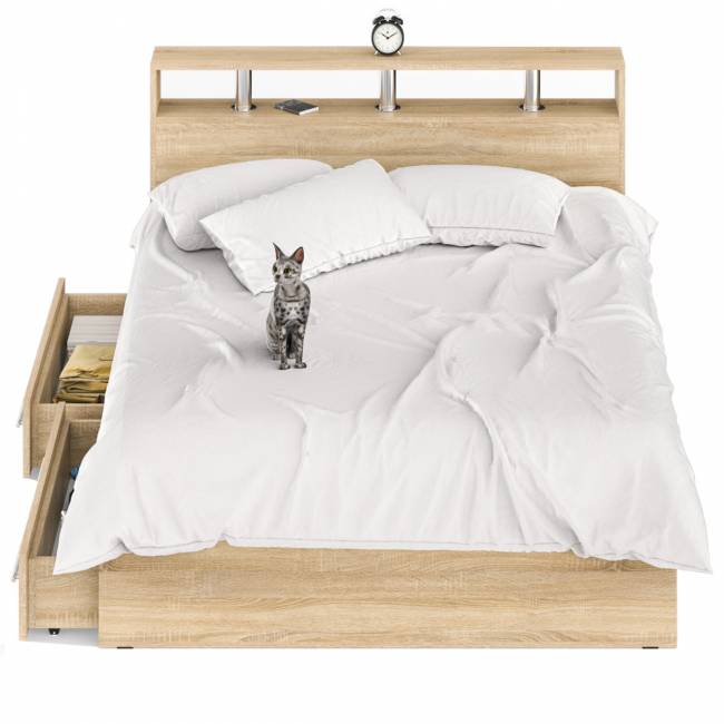 Кровать с ящиками Камелия 1400 цвет дуб сонома