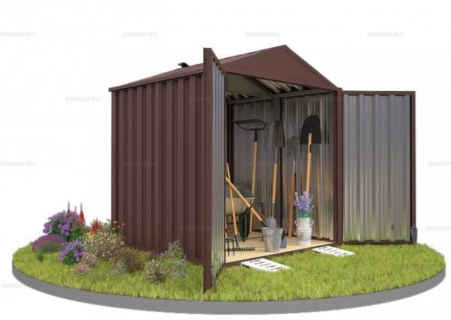 Хозблок SKOGGY секционный с двускатной крышей 2 х 2 м, шоколадный Хозблок SKOGGY секционный с двускатной крышей 2 х 2 м, шоколадный