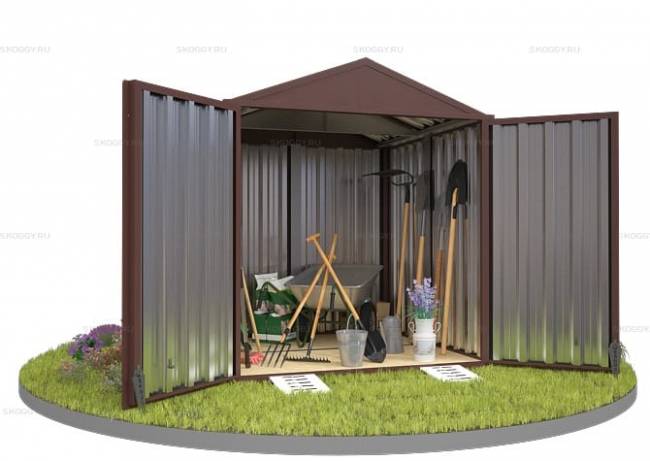 Хозблок SKOGGY секционный с двускатной крышей 2 х 2 м, шоколадный Хозблок SKOGGY секционный с двускатной крышей 2 х 2 м, шоколадный