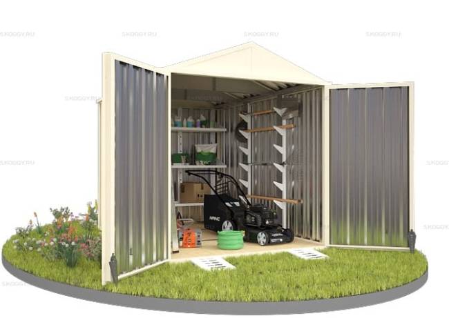 Хозблок SKOGGY секционный с двускатной крышей 3 х 2 м, слоновая кость Хозблок SKOGGY секционный с двускатной крышей 3 х 2 м, слоновая кость