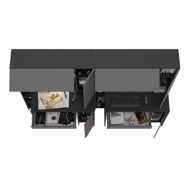 Два стола компьютерных с выдвижной полкой Комфорт 12.71 антрацит/тёмно-серый