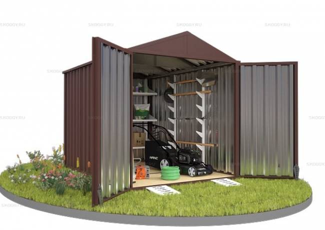 Хозблок SKOGGY секционный с двускатной крышей 3 х 2 м, шоколадный Хозблок SKOGGY секционный с двускатной крышей 3 х 2 м, шоколадный
