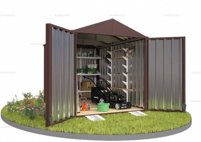 Хозблок SKOGGY секционный с двускатной крышей 3 х 2 м, шоколадный Хозблок SKOGGY секционный с двускатной крышей 3 х 2 м, шоколадный