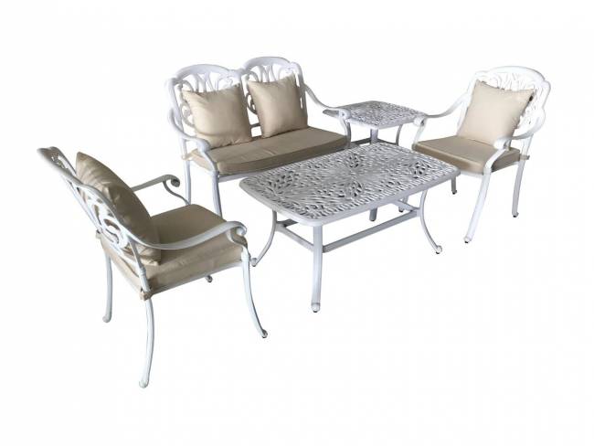 Белая скамейка из литого алюминия Valeria II Белая скамейка из литого алюминия Valeria II