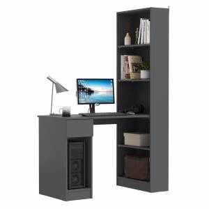 Стол компьютерный со шкафом комбинированным Лайт 10.01 цвет тёмно-серый