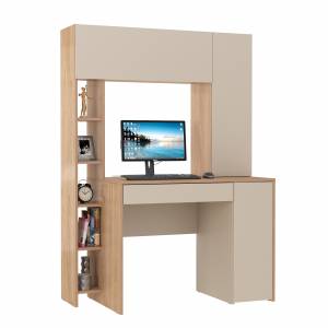 Компьютерный стол с системой хранения Комфорт 12.71 цвет гикори рокфорд натуральный/сатин