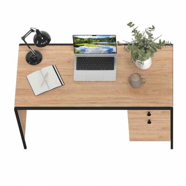 Стол письменный Брюс 12.157 цвет чёрный/Battle rock Santiago/столешница МДФ ель карпатская