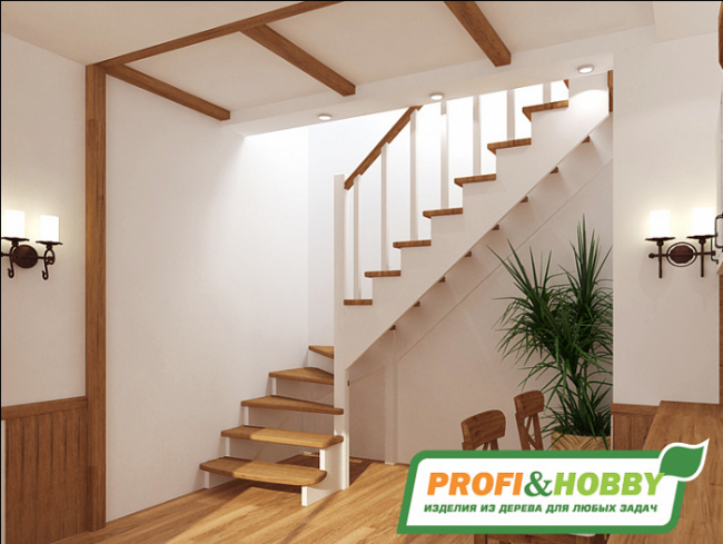 Деревянная лестница К-001м/1 под покраску