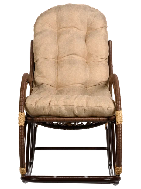 Кресло качалка с подножкой из искусственного ротанга, какао