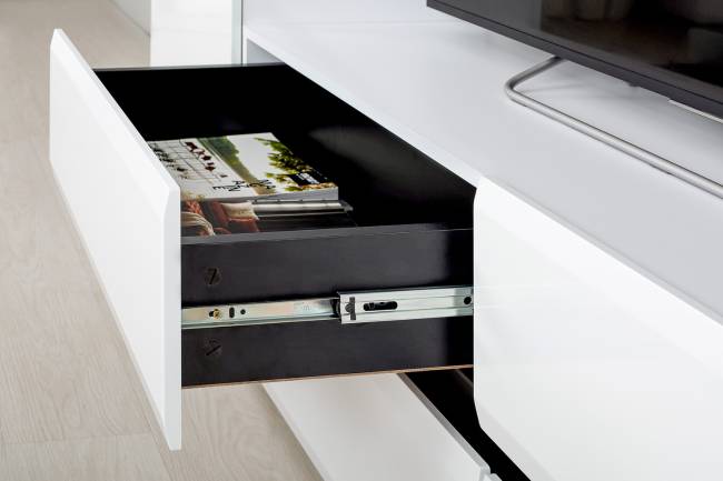 Стенка для гостиной Сидней № 7 цвет белый/чёрный/фасады МДФ белый глянец