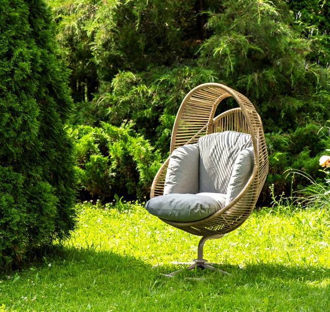 "Барселона" кресло-кокон из искусственного ротанга, цвет соломенный